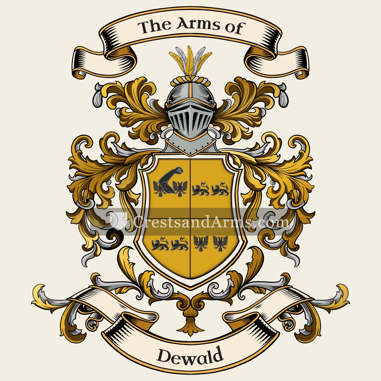 The Dewald coat of arms, drawn from the recorded blazon