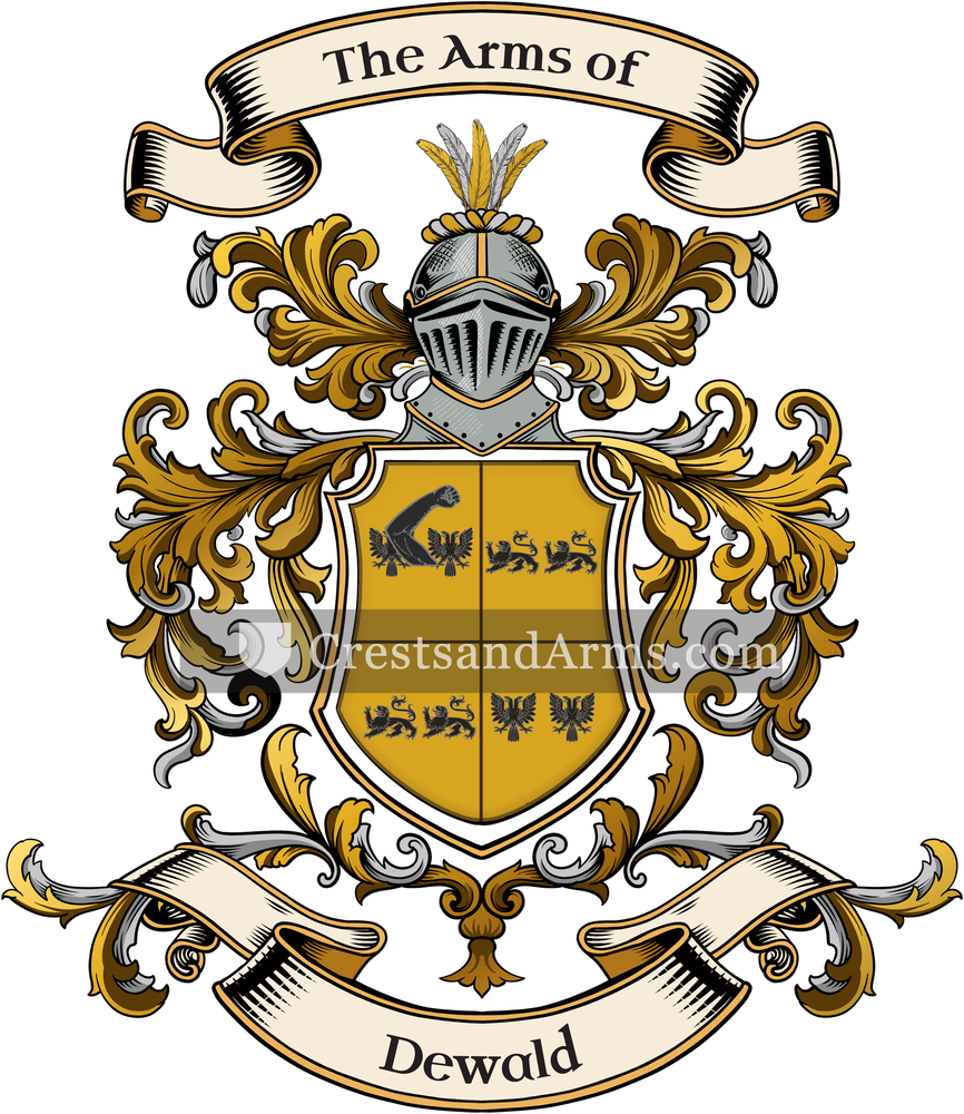 The Dewald coat of arms, drawn from the recorded blazon