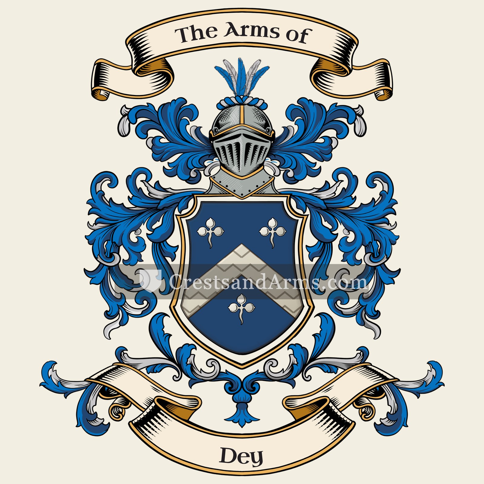 The Dey coat of arms, drawn from the recorded blazon