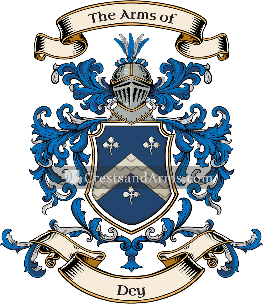 The Dey coat of arms, drawn from the recorded blazon