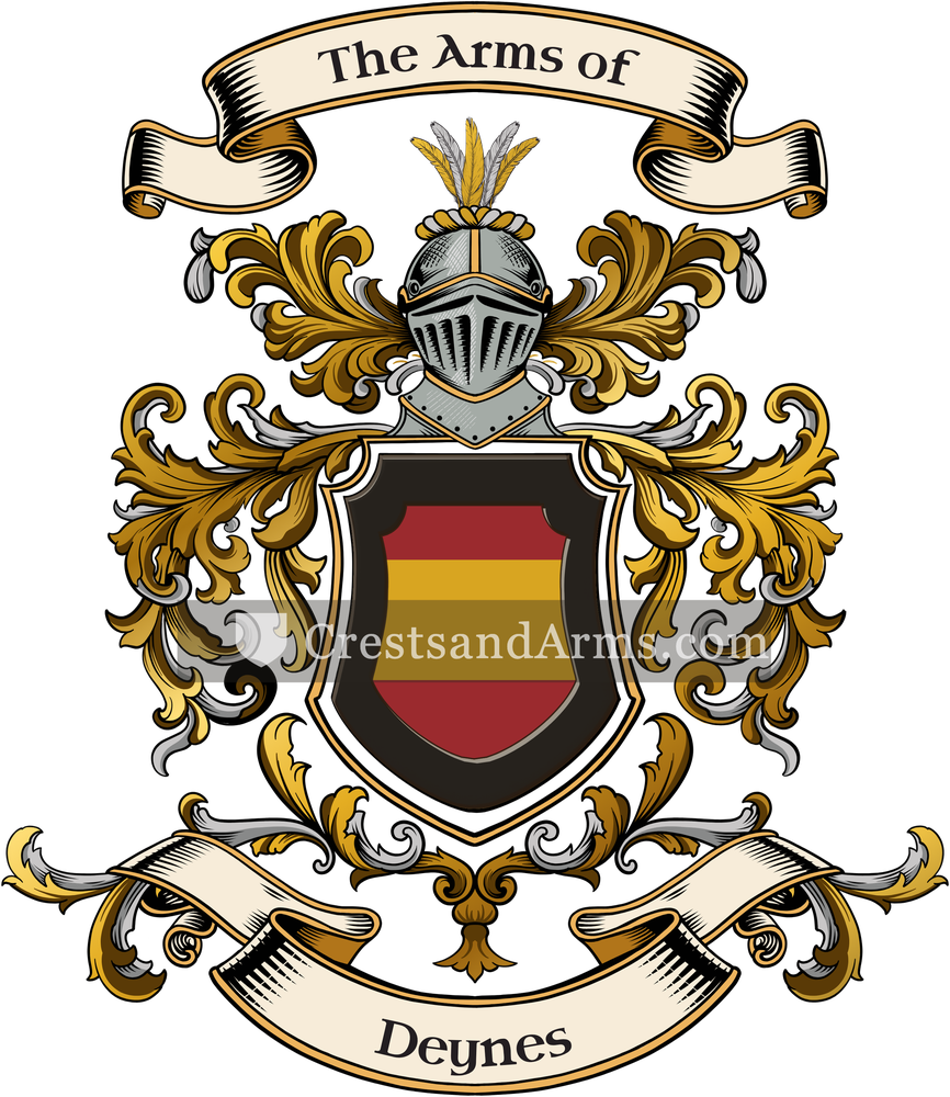 The Deynes coat of arms, drawn from the recorded blazon