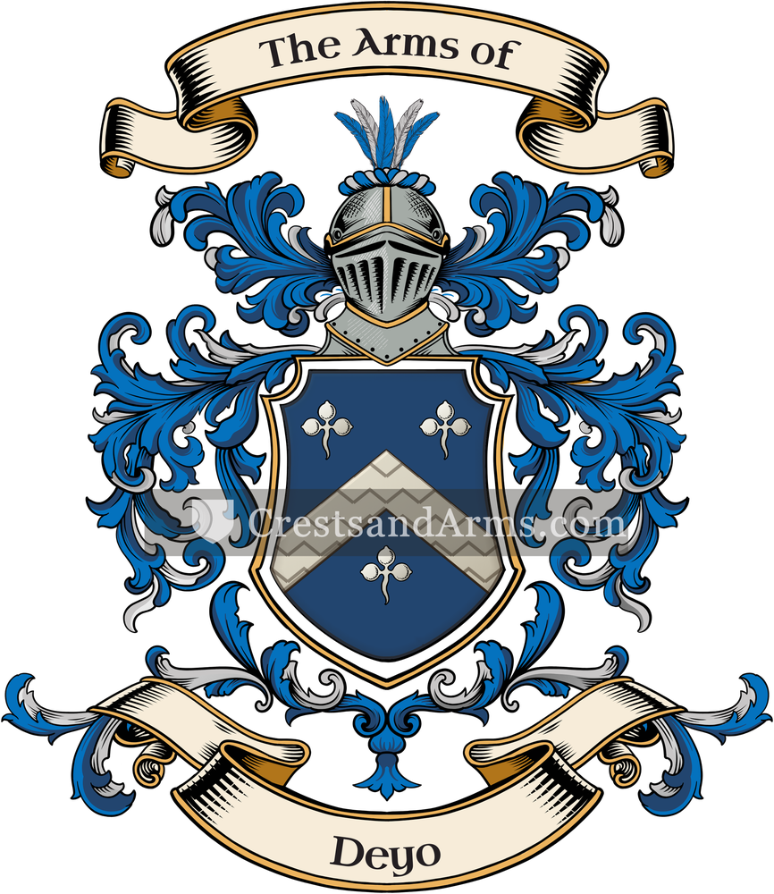 The Deyo coat of arms, drawn from the recorded blazon