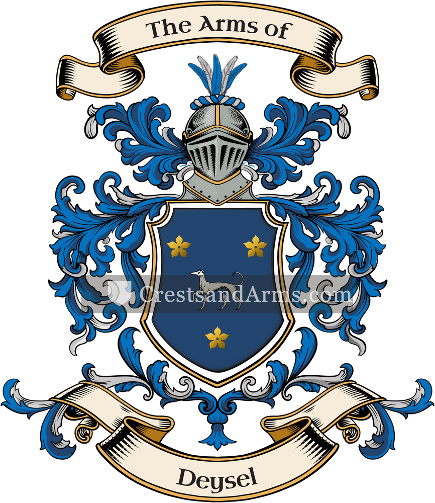 The Deysel coat of arms, drawn from the recorded blazon