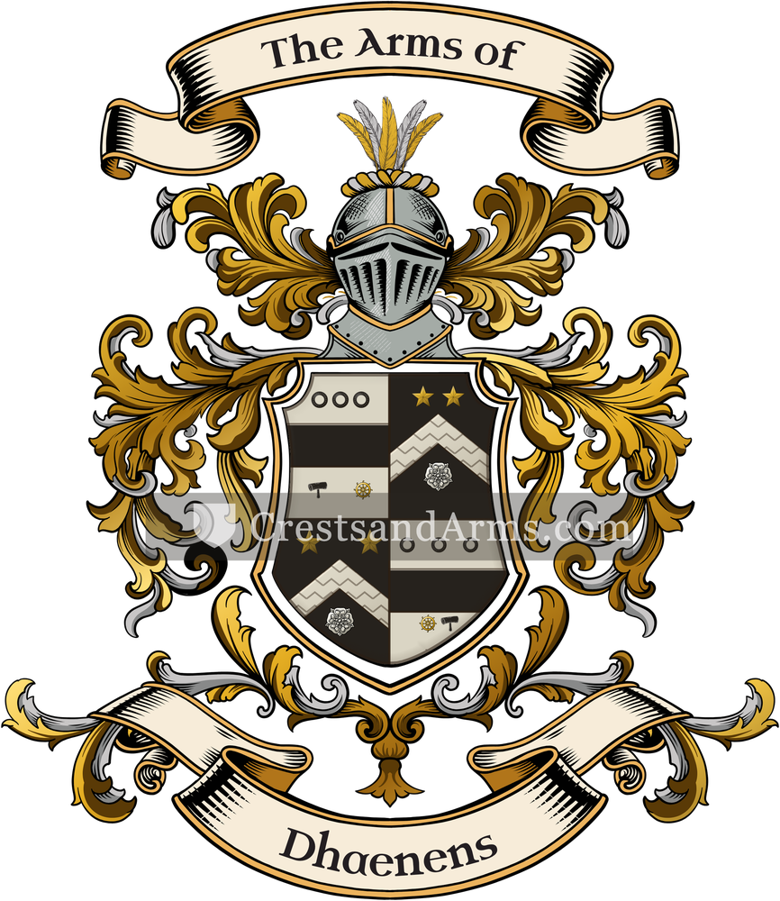The Dhaenens coat of arms, drawn from the recorded blazon