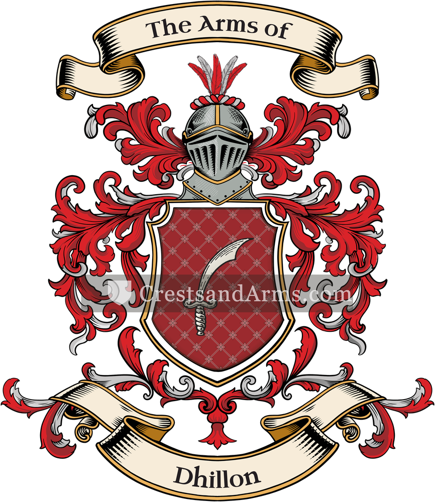 The Dhillon coat of arms, drawn from the recorded blazon