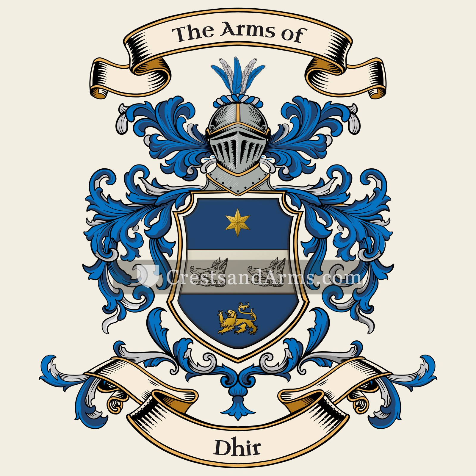 The Dhir coat of arms, drawn from the recorded blazon