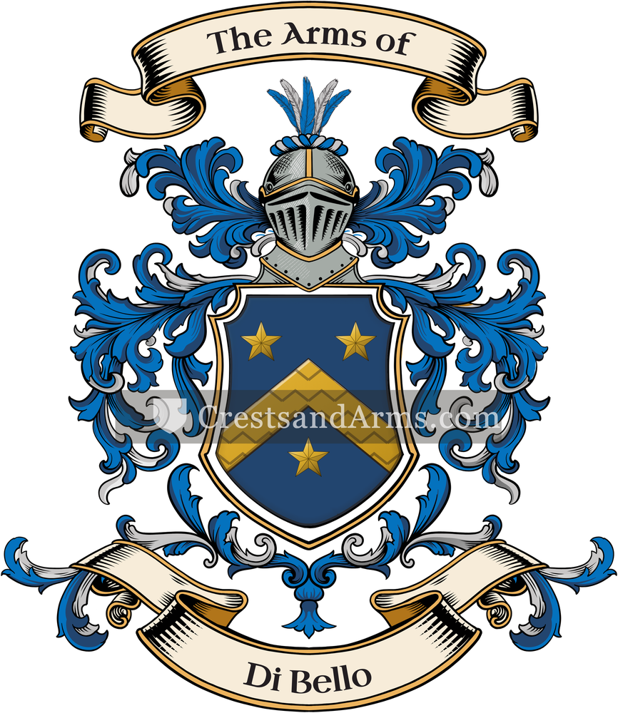 The Di Bello coat of arms, drawn from the recorded blazon