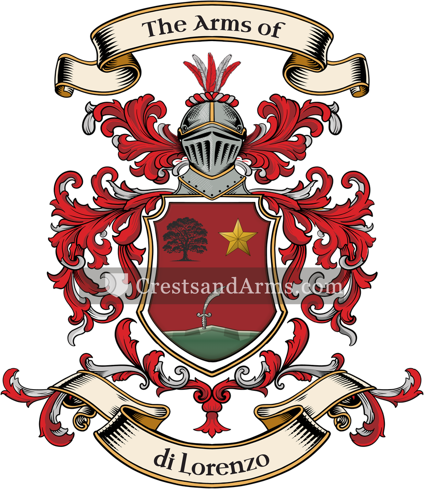 The di Lorenzo coat of arms, drawn from the recorded blazon