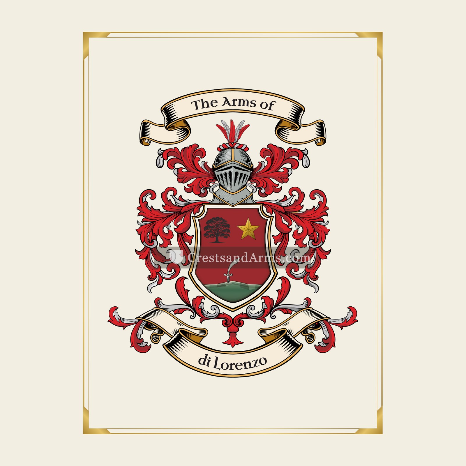 With gold border