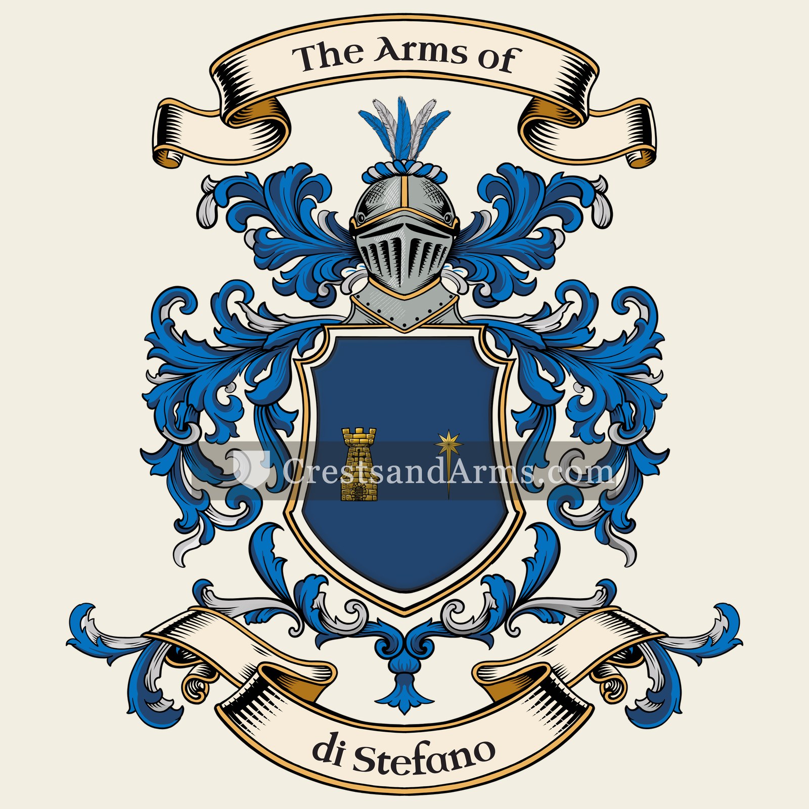 The di Stefano coat of arms, drawn from the recorded blazon