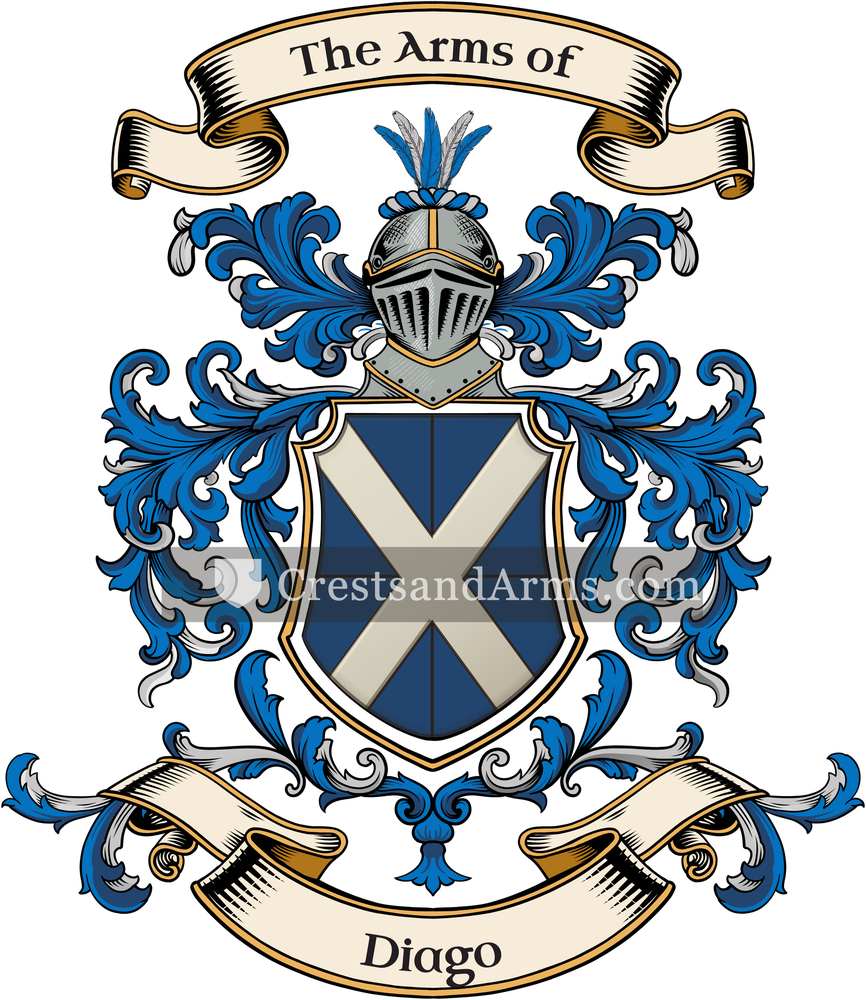 The Diago coat of arms, drawn from the recorded blazon