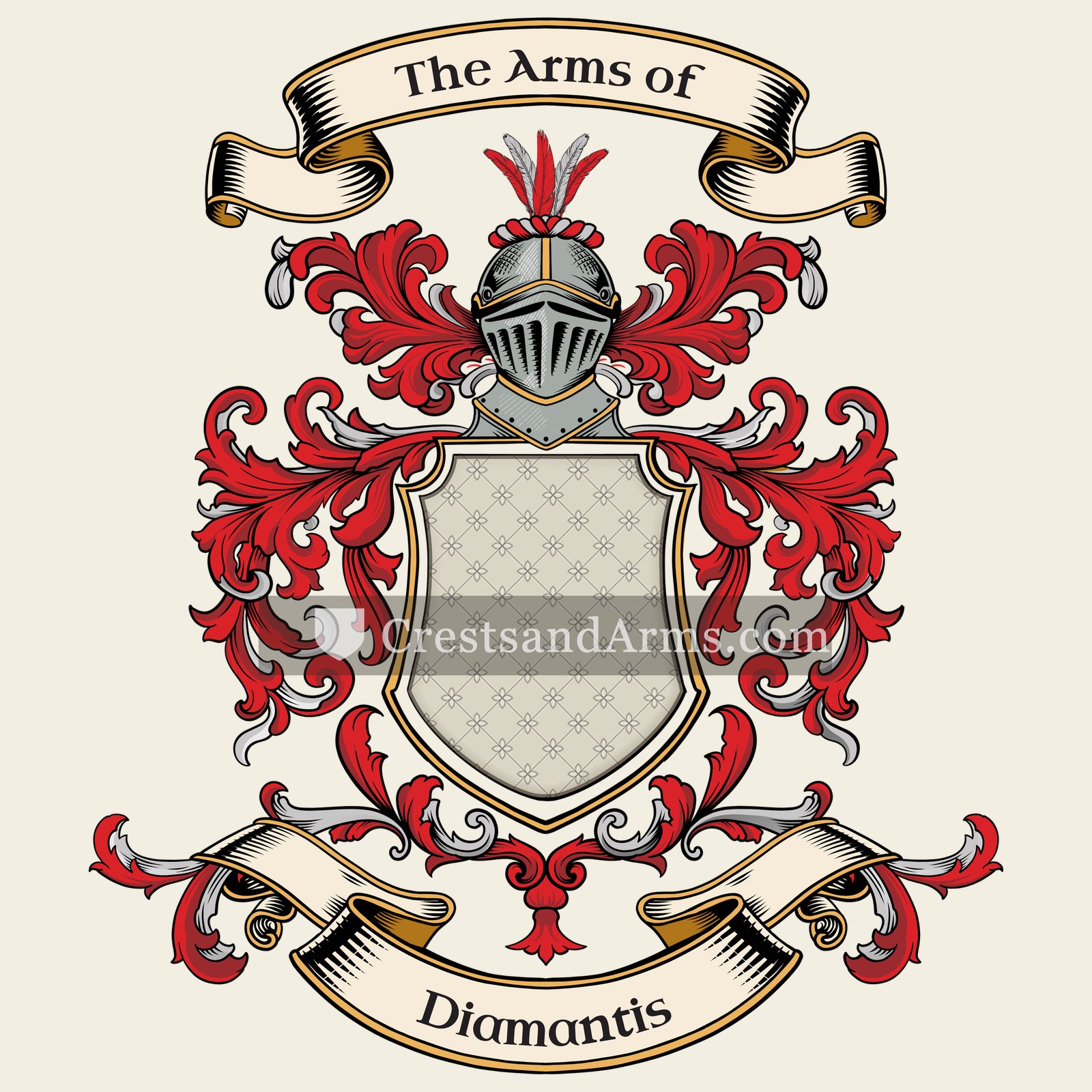 The Diamantis coat of arms, drawn from the recorded blazon