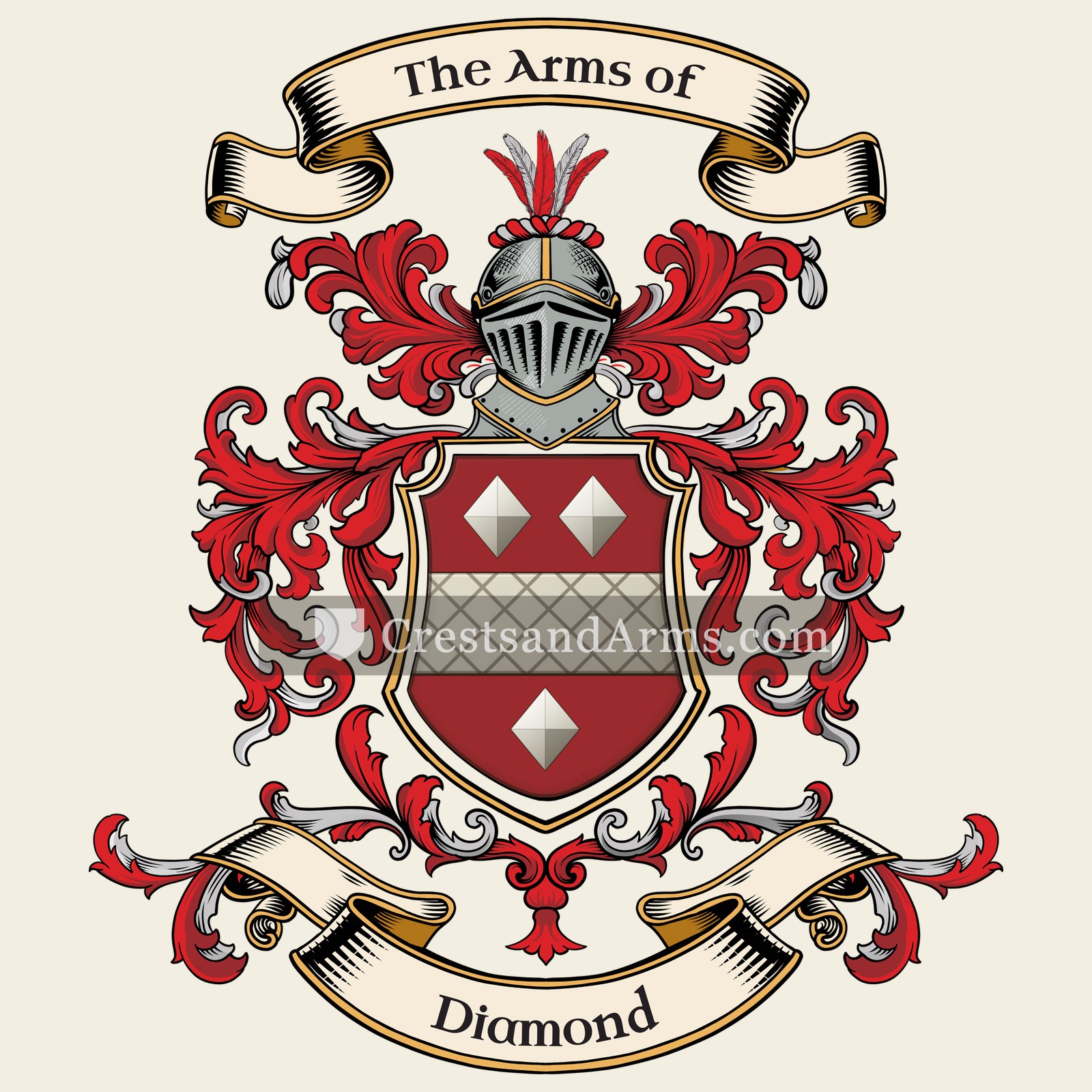 The Diamond coat of arms, drawn from the recorded blazon