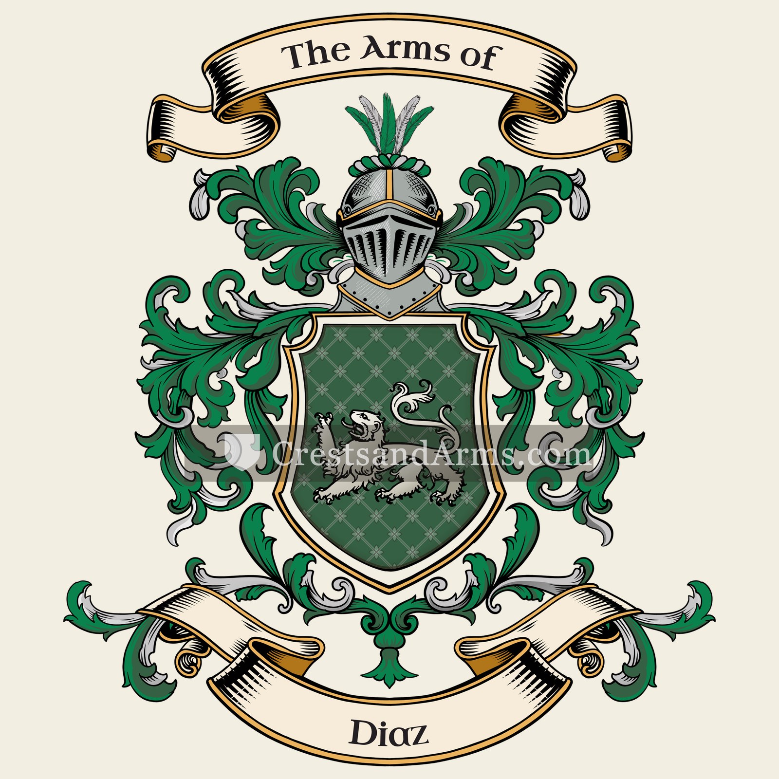 The Diaz coat of arms, drawn from the recorded blazon