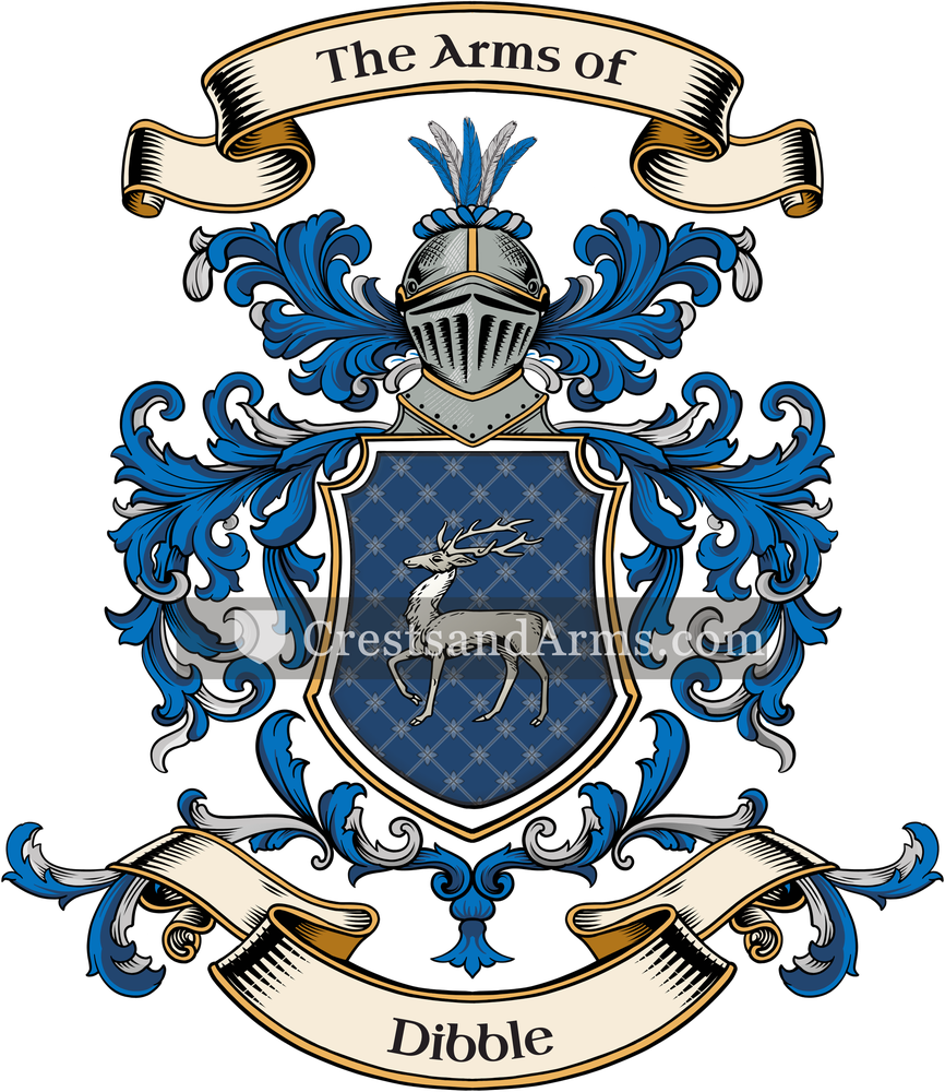 The Dibble coat of arms, drawn from the recorded blazon