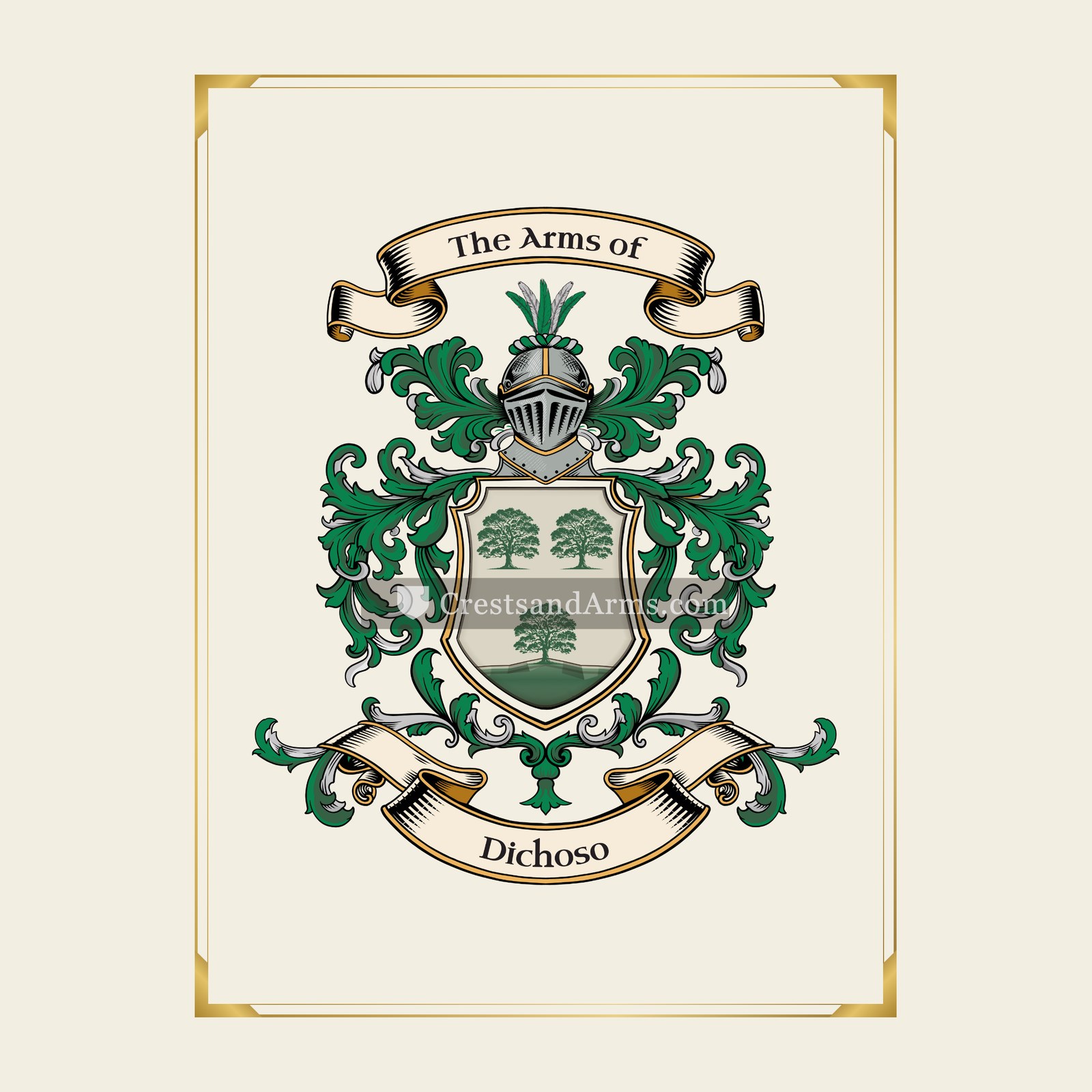 With gold border