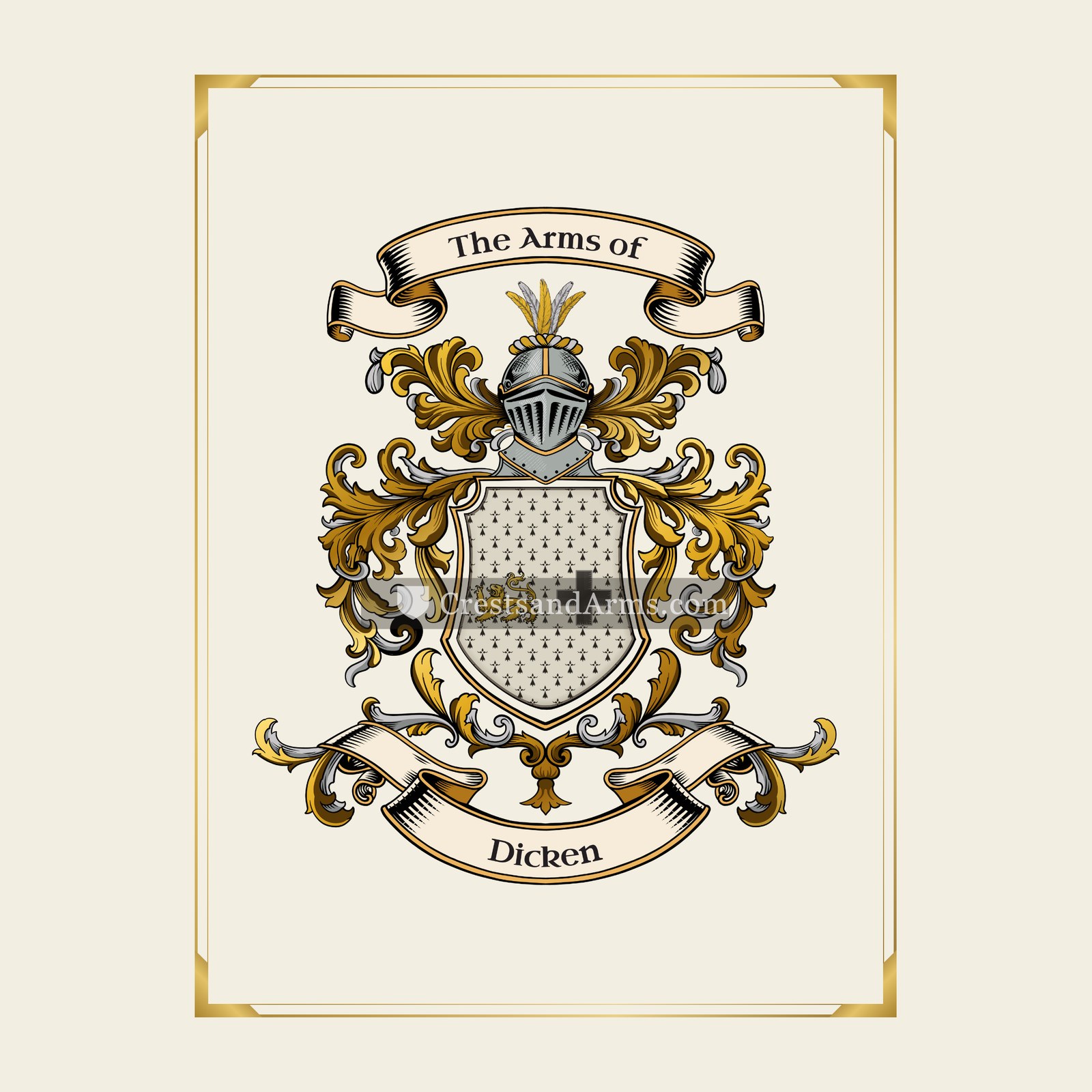 With gold border