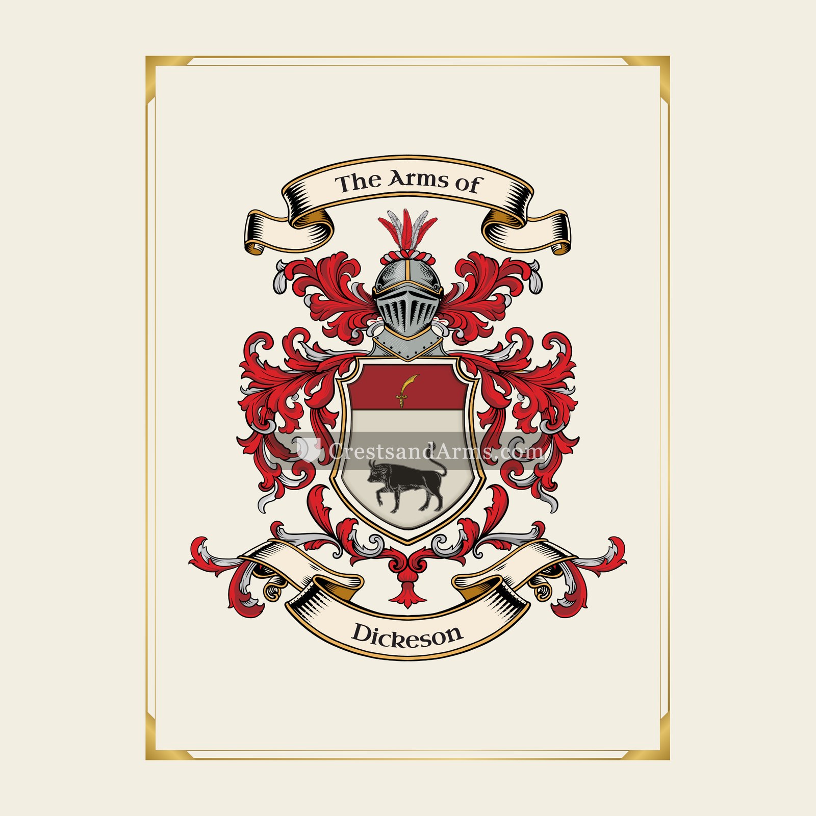 With gold border