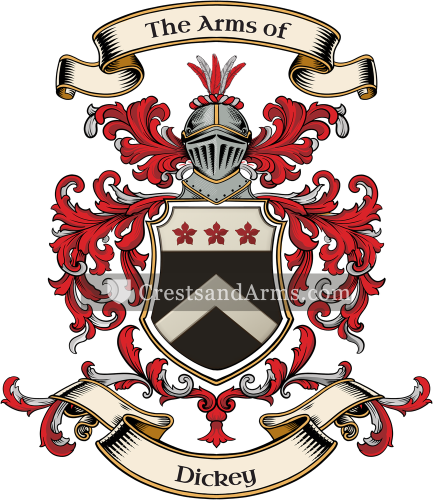 The Dickey coat of arms, drawn from the recorded blazon