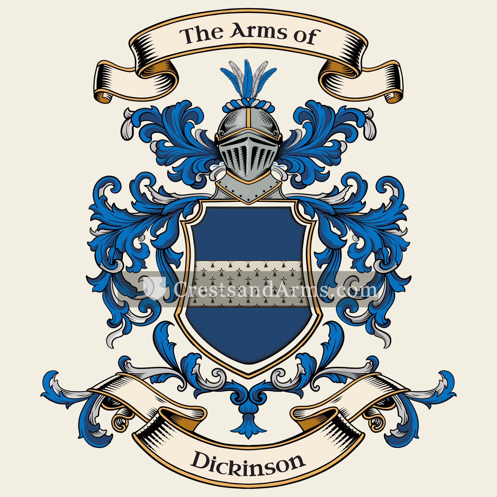 The Dickinson coat of arms, drawn from the recorded blazon