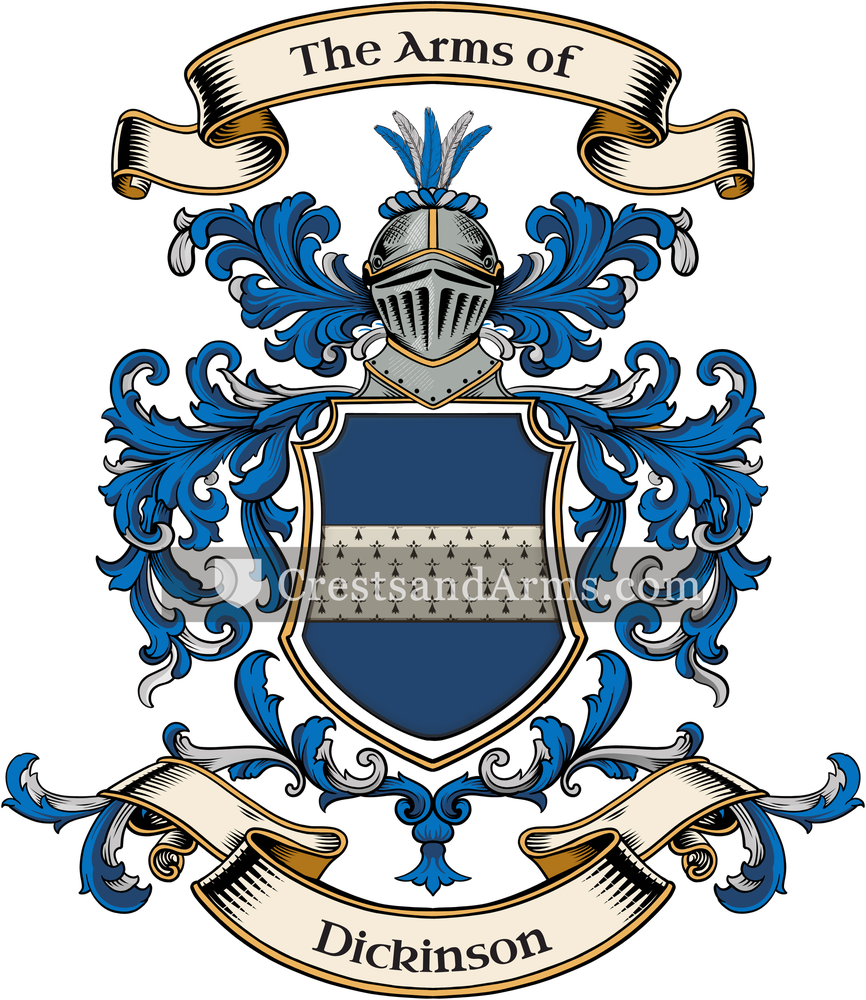 The Dickinson coat of arms, drawn from the recorded blazon