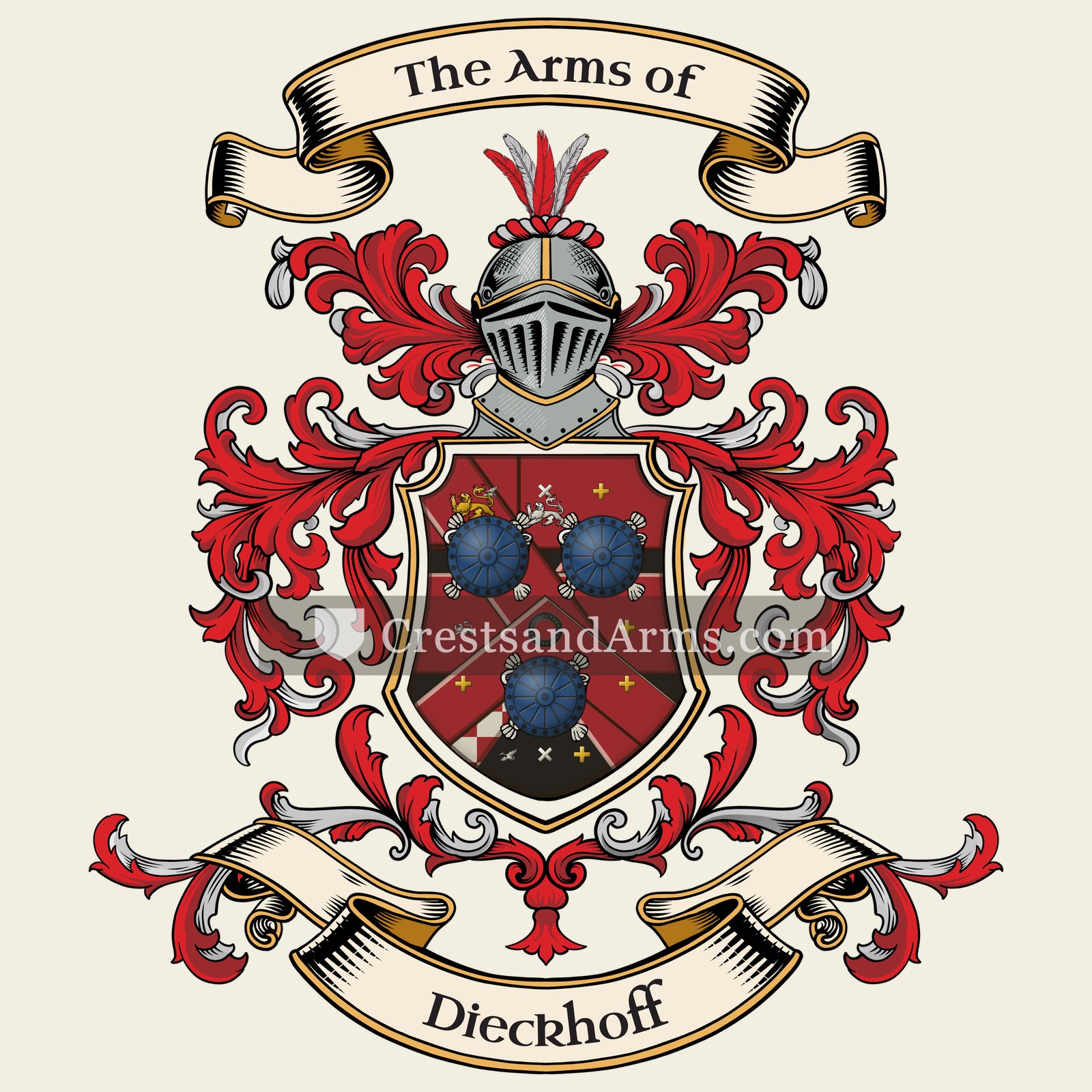 The Dieckhoff coat of arms, drawn from the recorded blazon