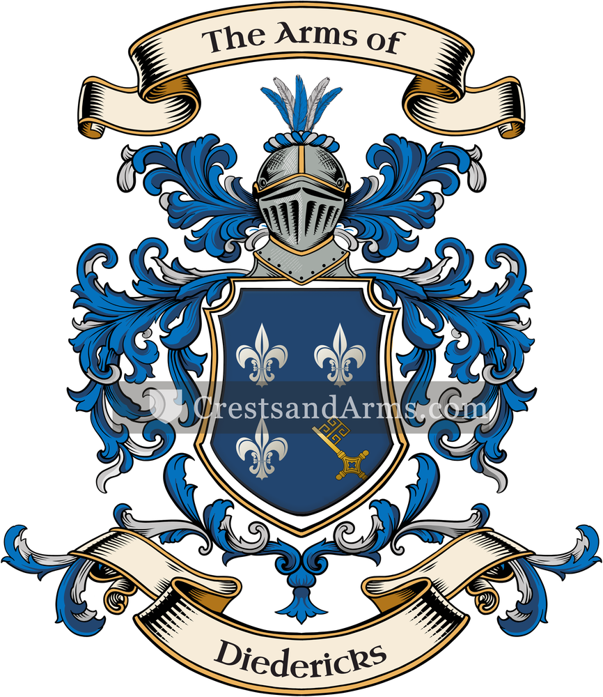 The Diedericks coat of arms, drawn from the recorded blazon