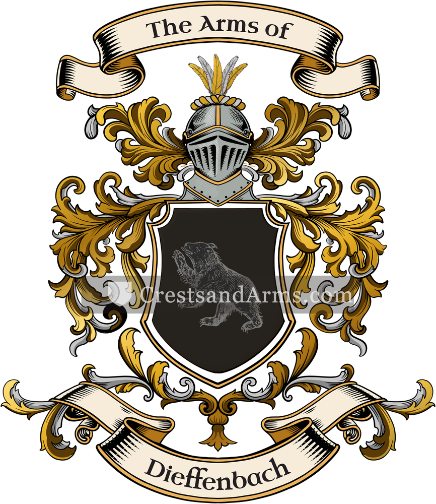 The Dieffenbach coat of arms, drawn from the recorded blazon
