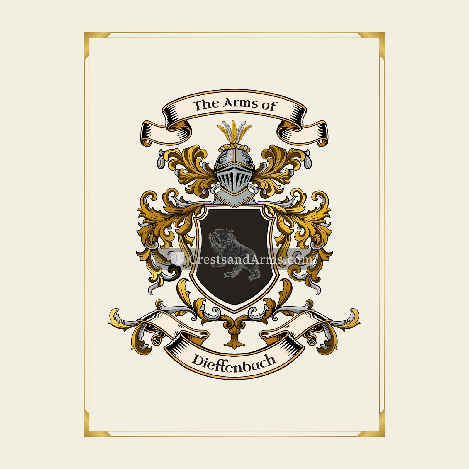 With gold border