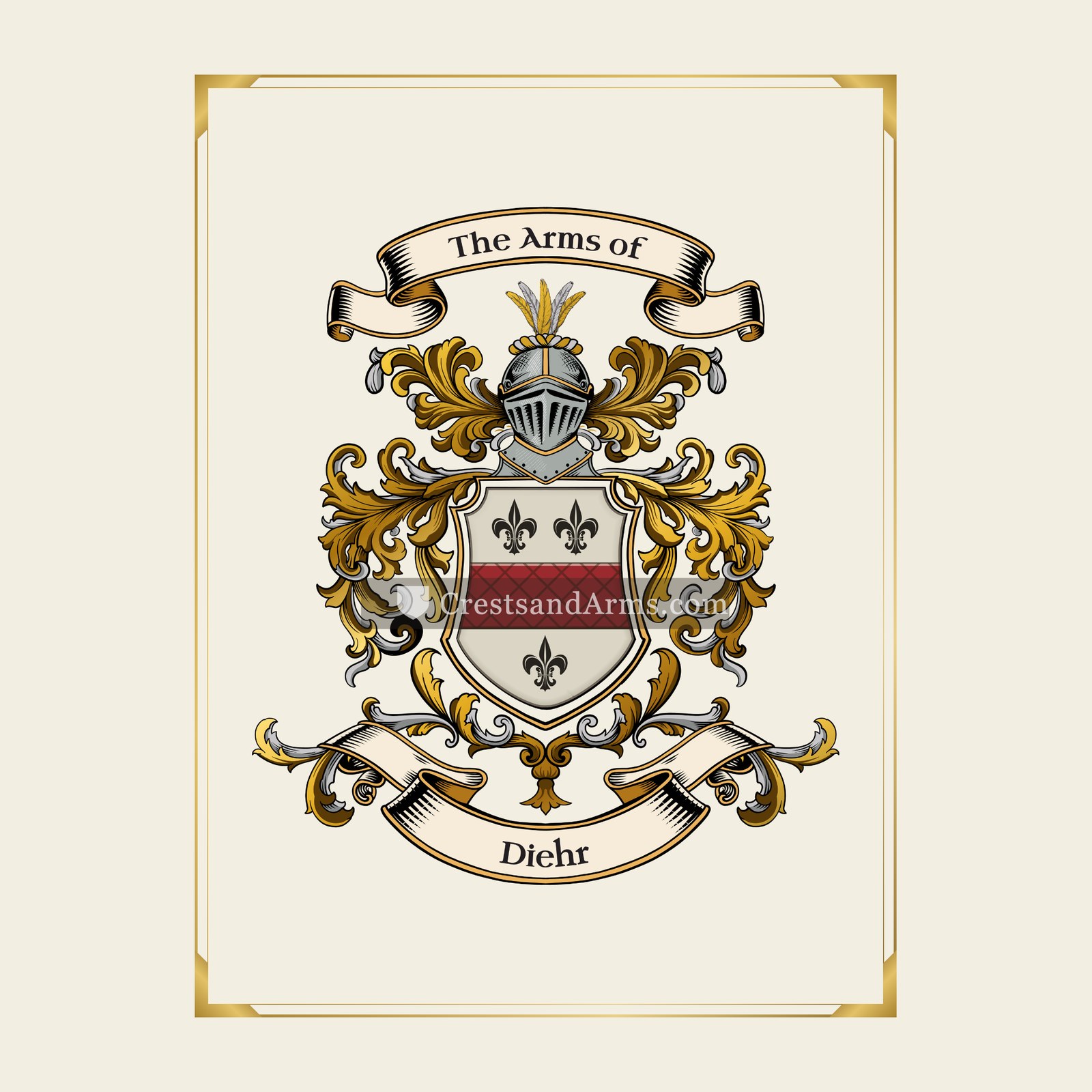 With gold border