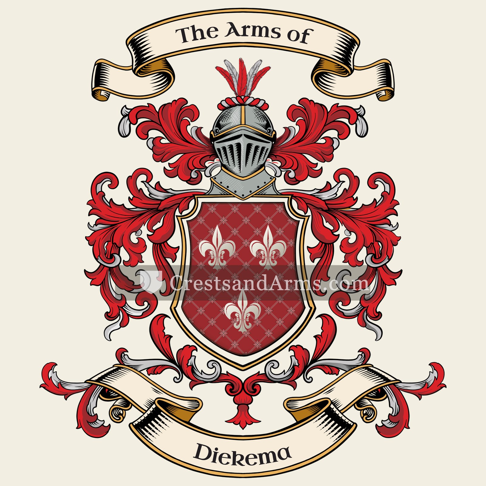 The Diekema coat of arms, drawn from the recorded blazon