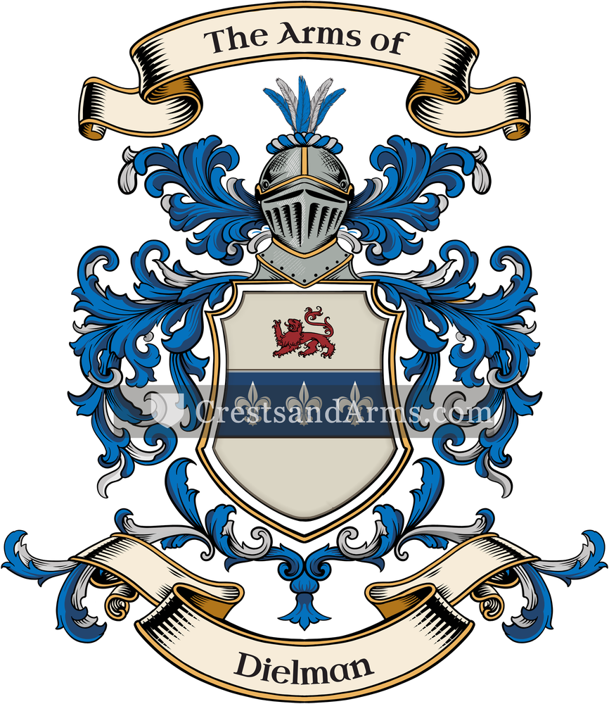 The Dielman coat of arms, drawn from the recorded blazon