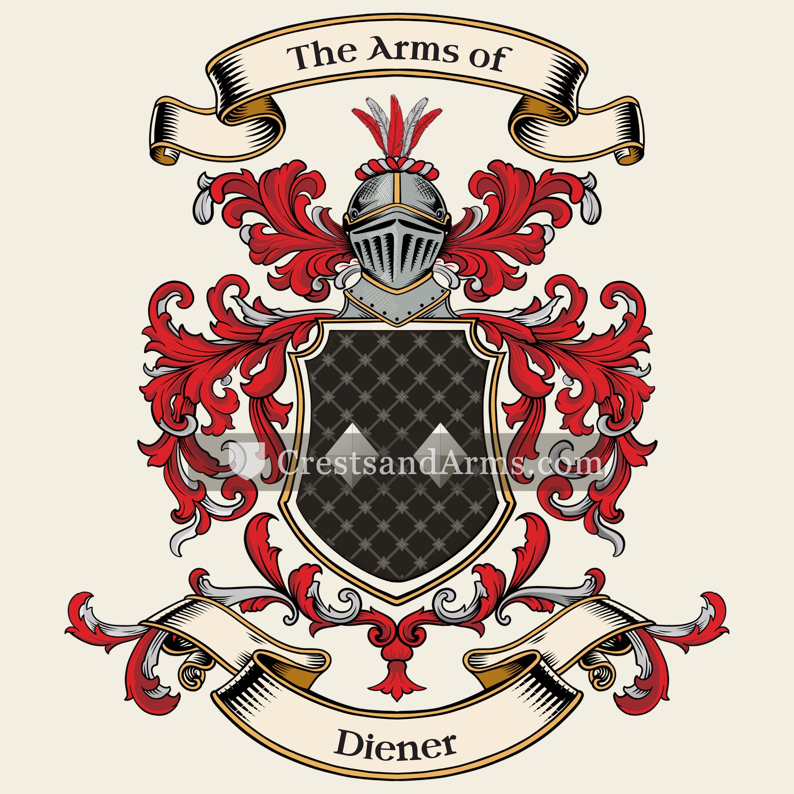 The Diener coat of arms, drawn from the recorded blazon