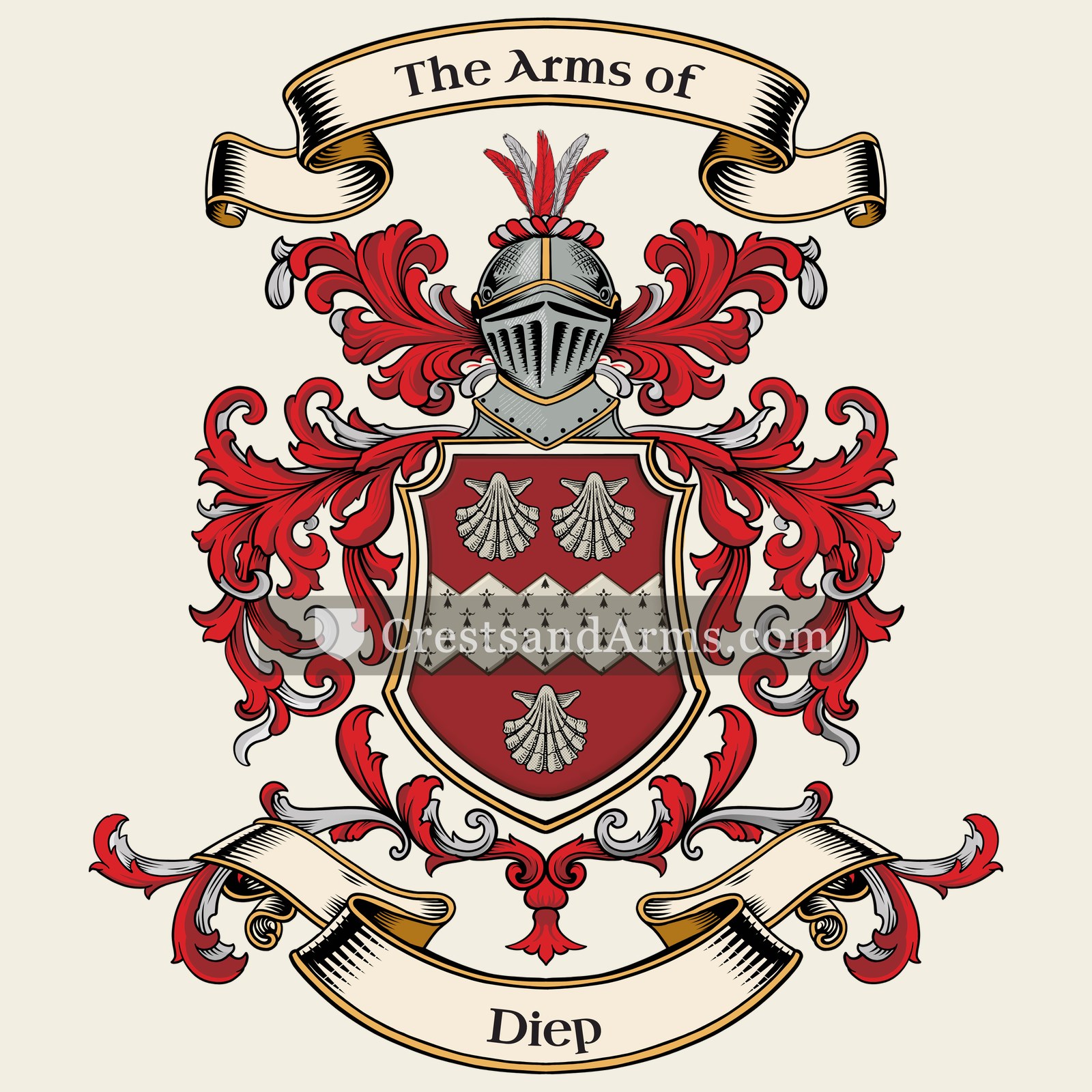 The Diep coat of arms, drawn from the recorded blazon