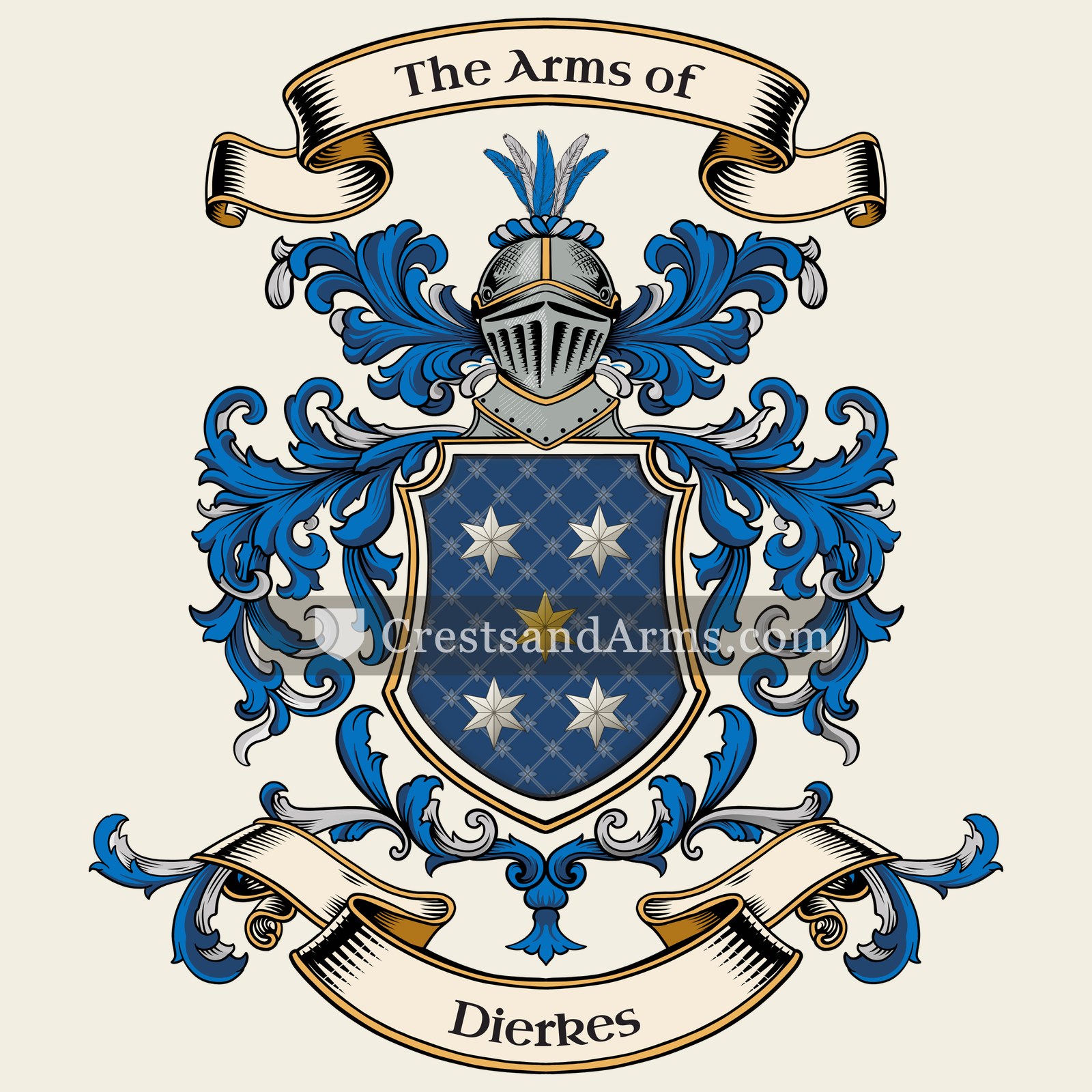 The Dierkes coat of arms, drawn from the recorded blazon