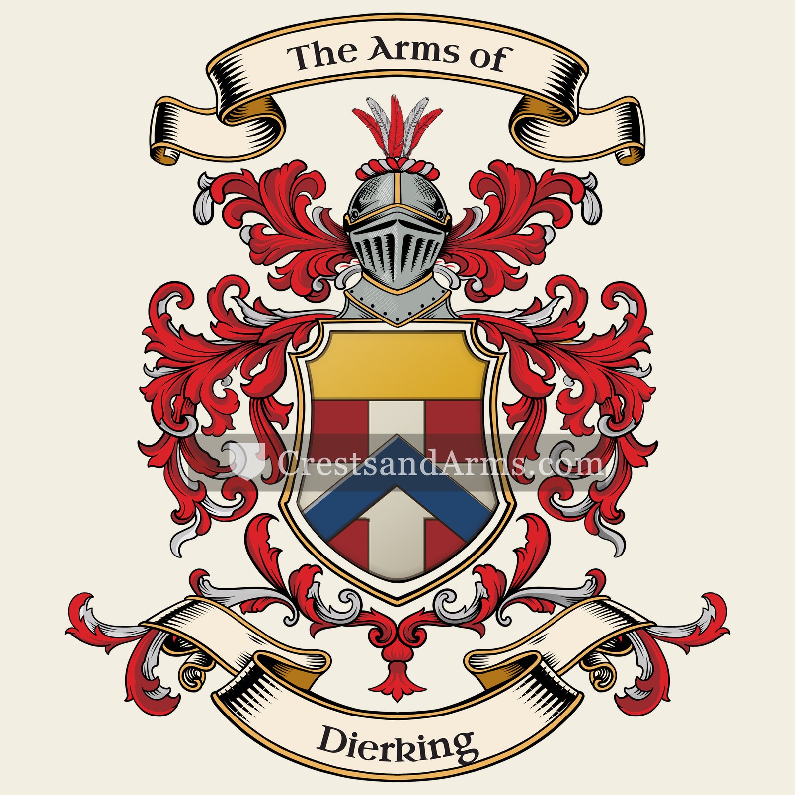 The Dierking coat of arms, drawn from the recorded blazon