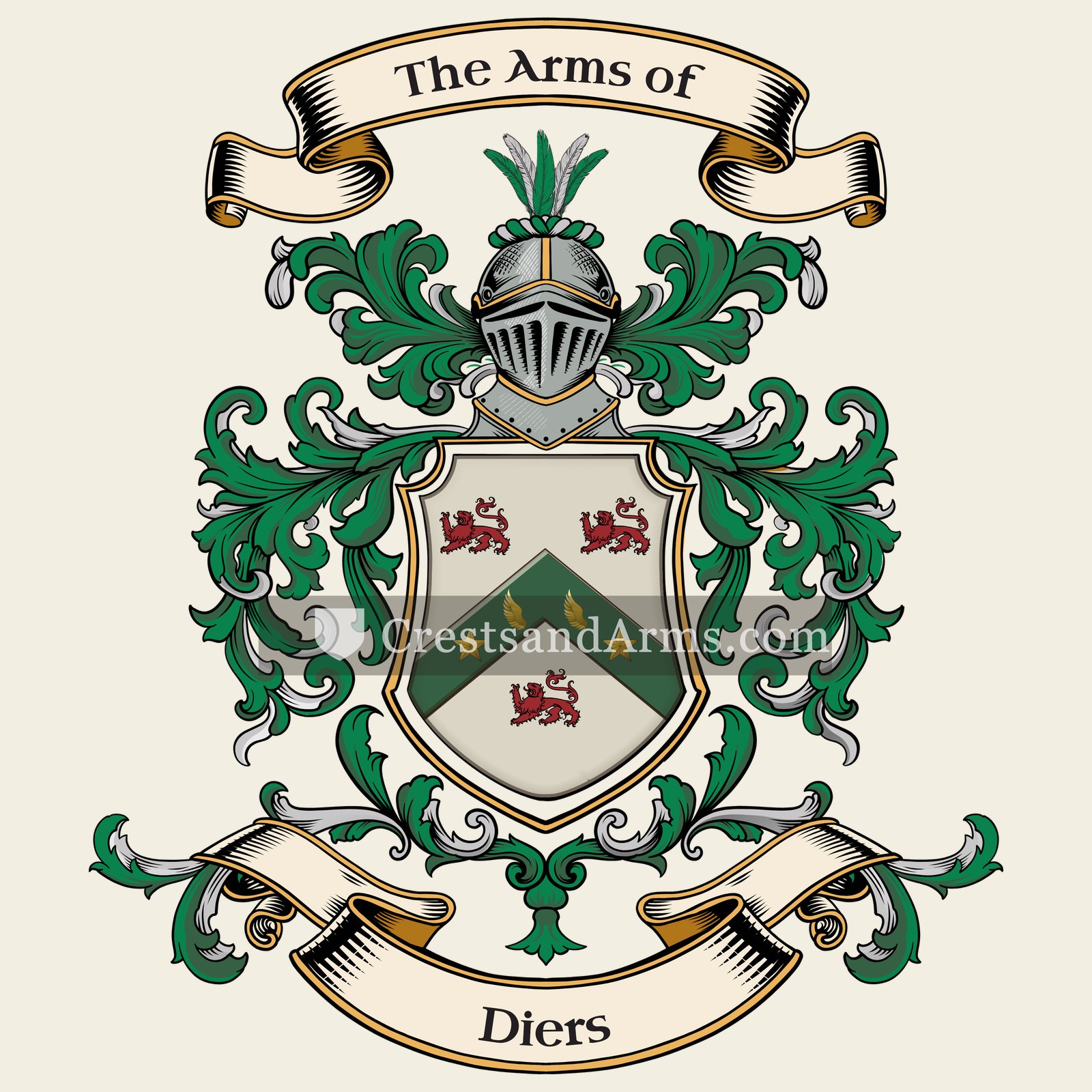 The Diers coat of arms, drawn from the recorded blazon