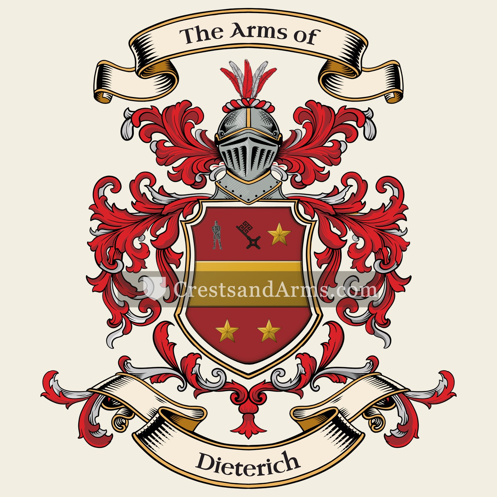The Dieterich coat of arms, drawn from the recorded blazon