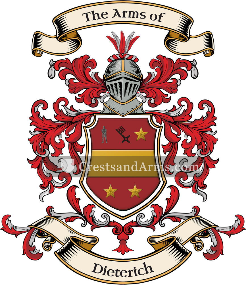 The Dieterich coat of arms, drawn from the recorded blazon