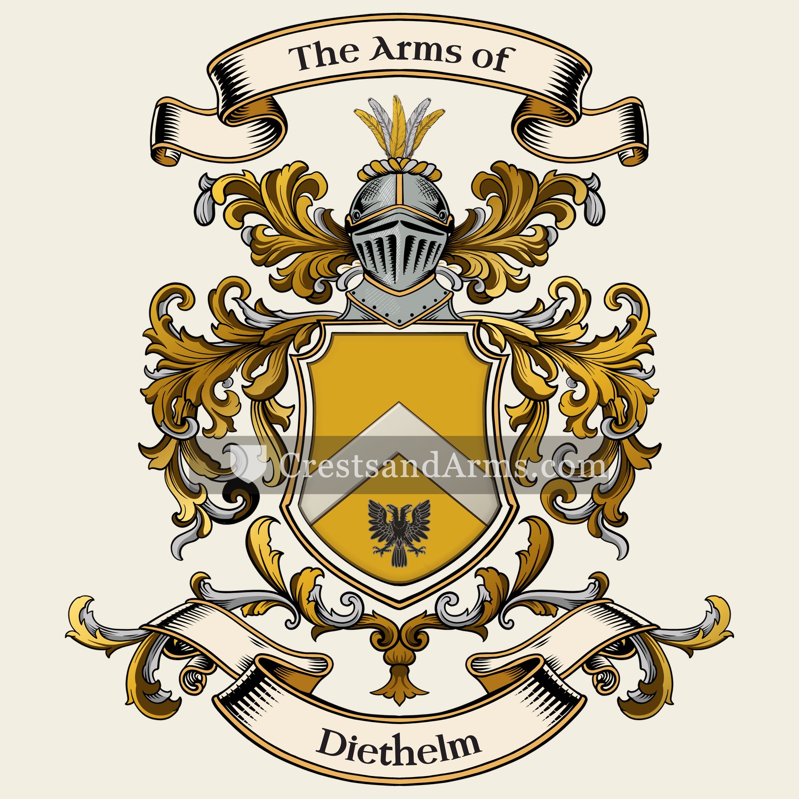 The Diethelm coat of arms, drawn from the recorded blazon
