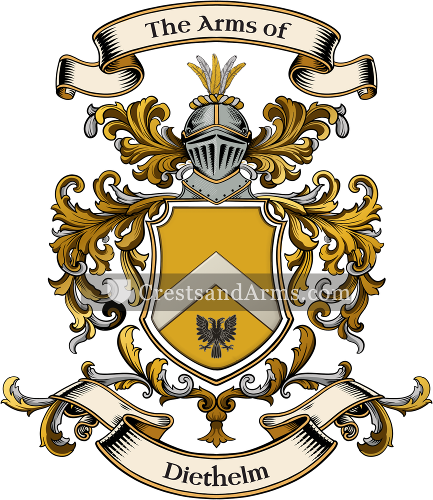 The Diethelm coat of arms, drawn from the recorded blazon