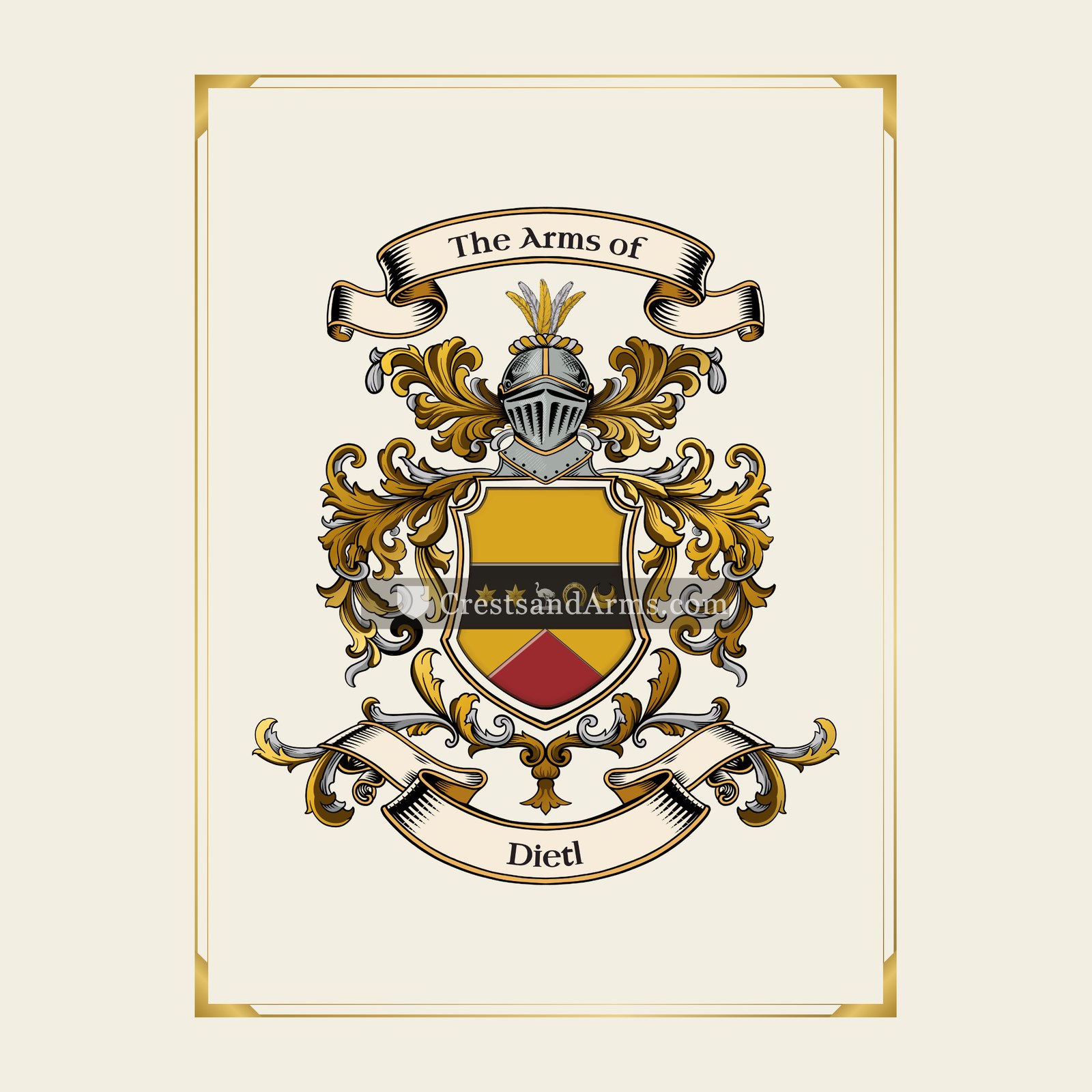 With gold border