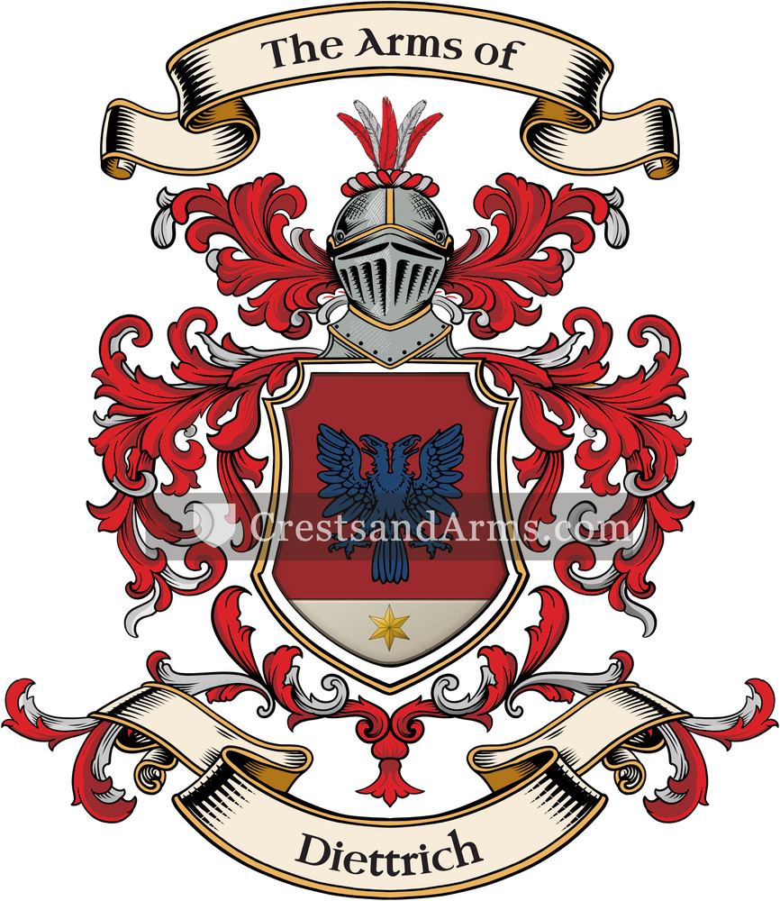 The Diettrich coat of arms, drawn from the recorded blazon
