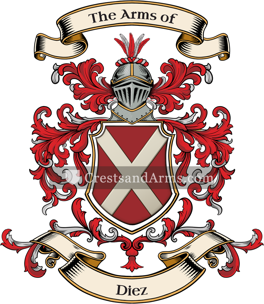 The Diez coat of arms, drawn from the recorded blazon