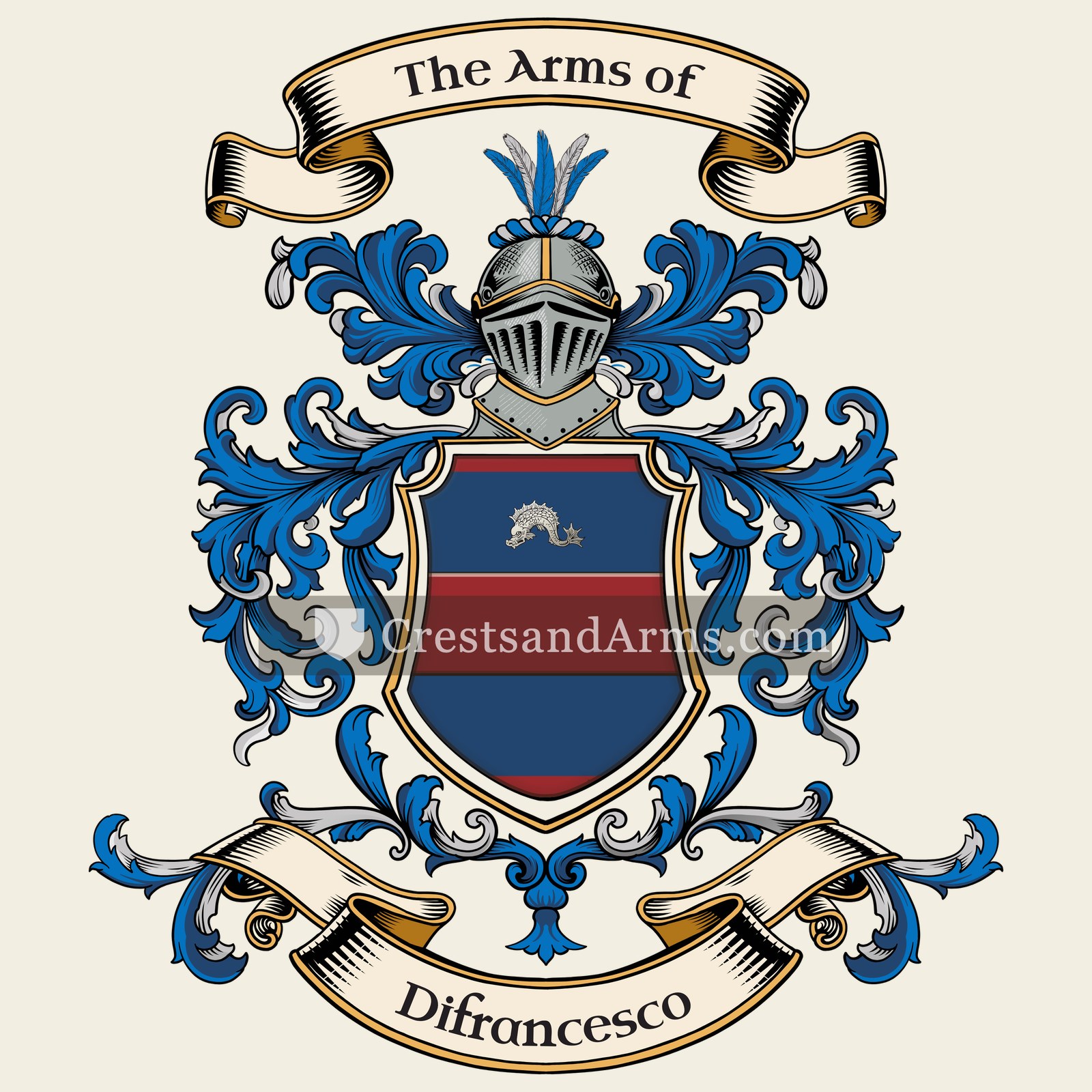 The Difrancesco coat of arms, drawn from the recorded blazon
