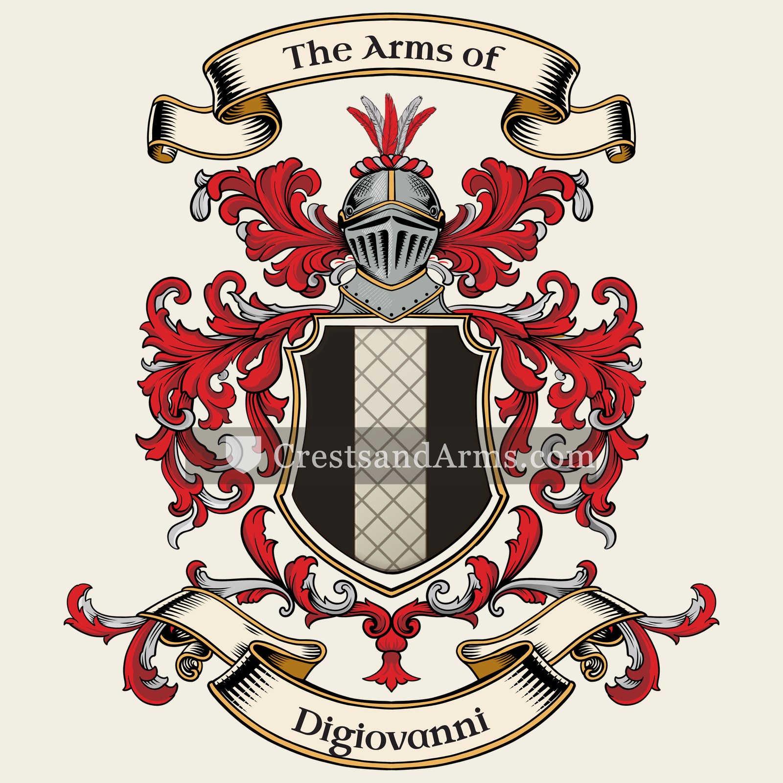 The Digiovanni coat of arms, drawn from the recorded blazon
