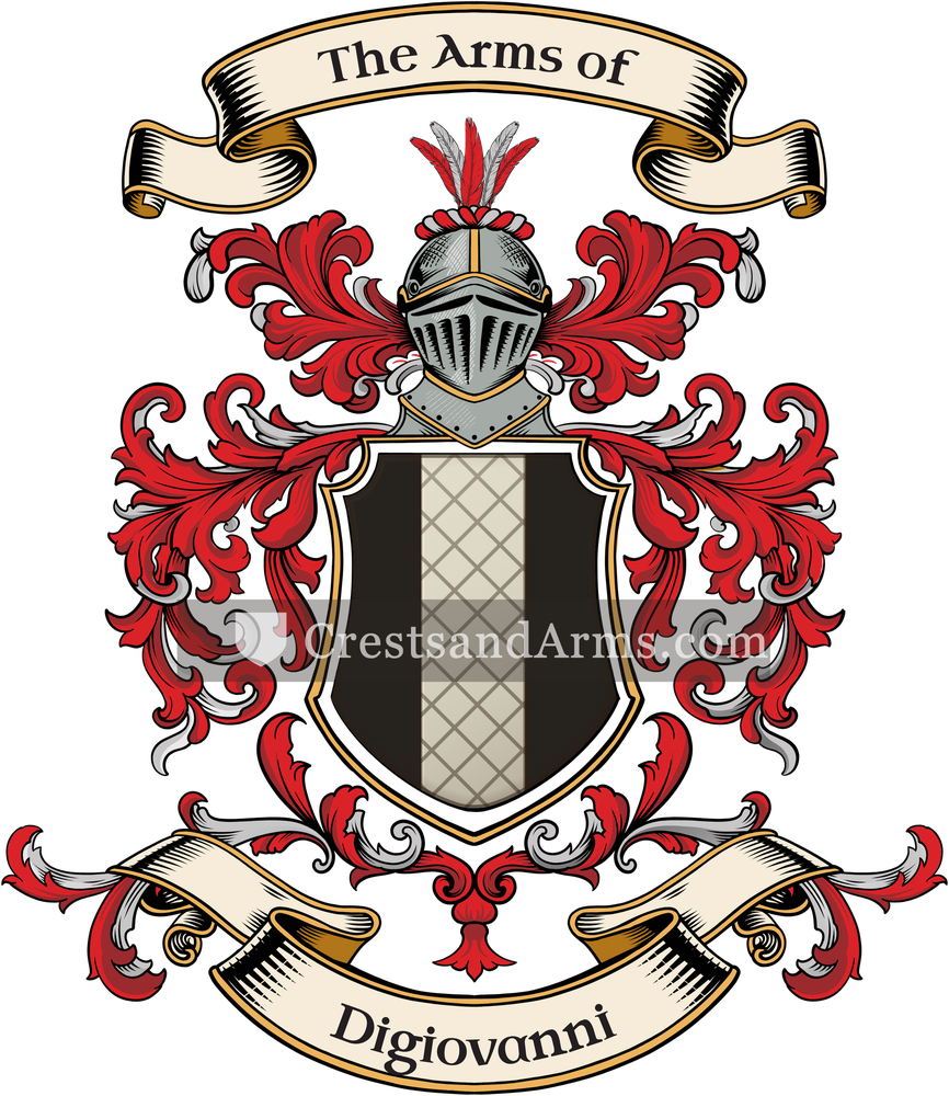 The Digiovanni coat of arms, drawn from the recorded blazon