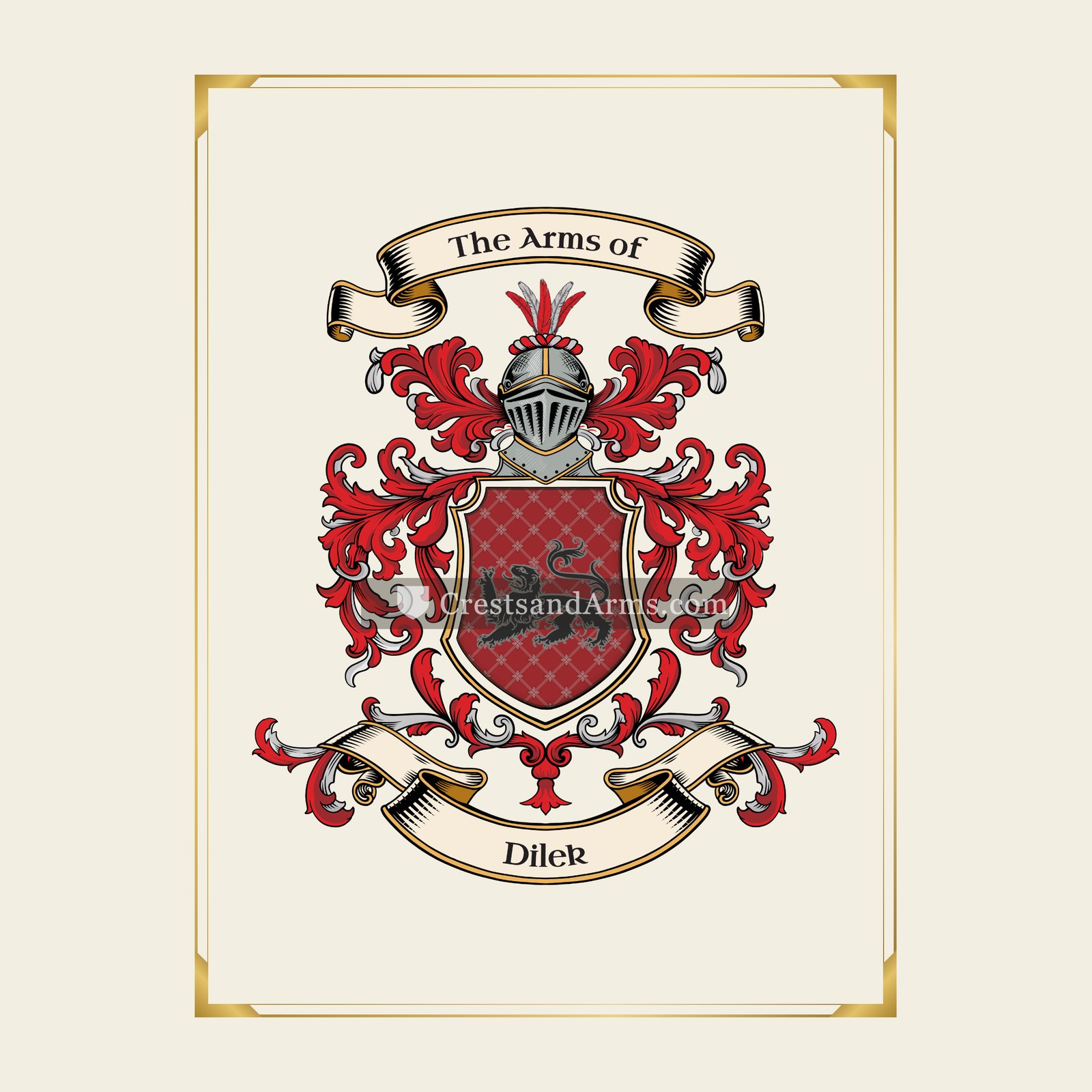 With gold border