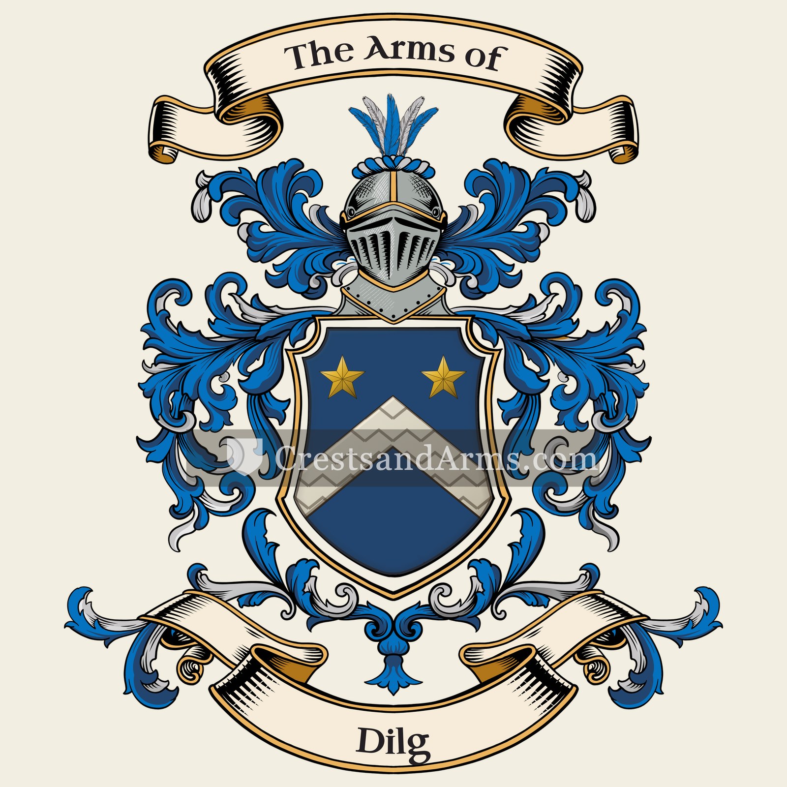 The Dilg coat of arms, drawn from the recorded blazon