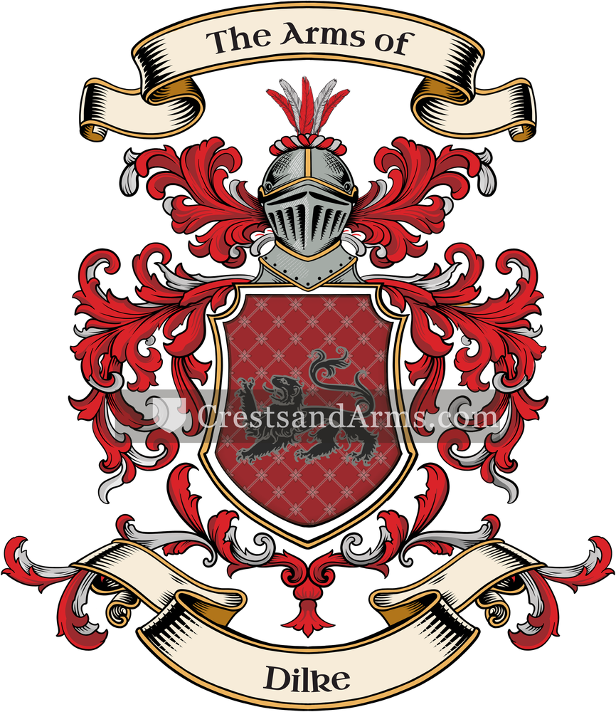 The Dilke coat of arms, drawn from the recorded blazon